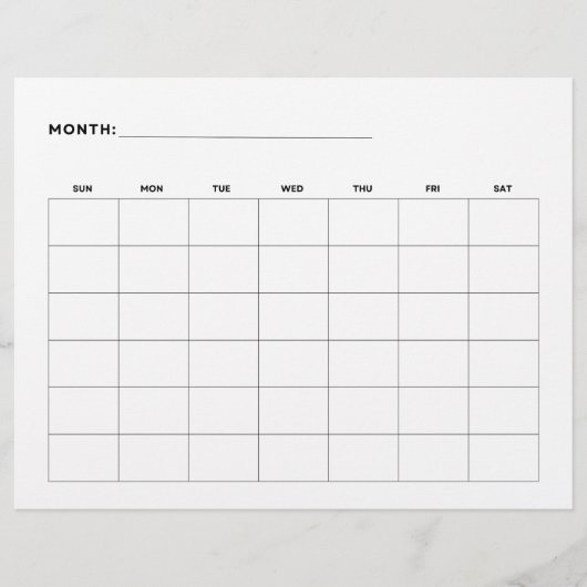 Lege Maandkalender Landschap 6 weken 8,5 x 11 Flyer (Voorkant)