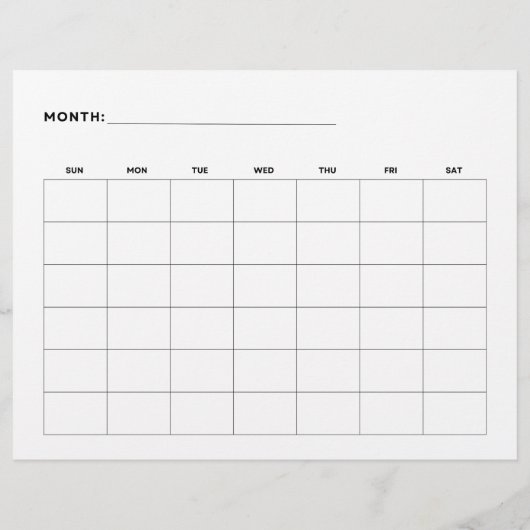 Lege Maandkalender Landschap 6 weken 8,5 x 11 Flyer (Achterkant)