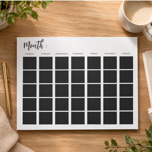 Lege maandkalender notitieblok
