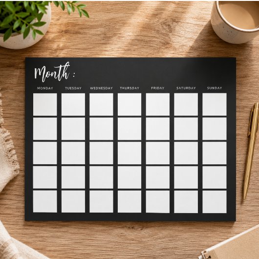 Lege maandkalender notitieblok