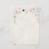 Lege mooie roze en paarse bloemen bruiloft kaart (Voorkant / Achterkant)