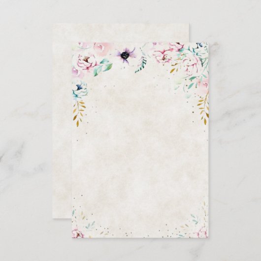 Lege mooie roze en paarse bloemen bruiloft  kaart (Voorkant / Achterkant)