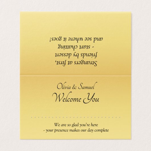 Lege naam - Table Place Card - met Berichten Kaart (Buitenkant ongevouwen)