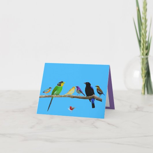 lege notakaart met vogels en kleur kaart (Voorkant)