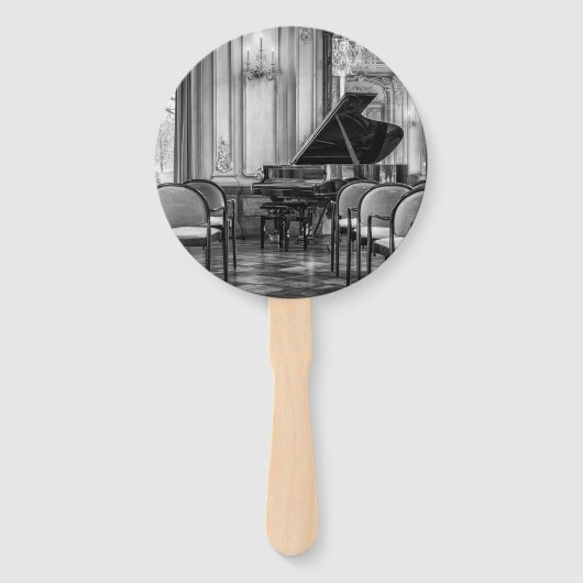 Lege notities Zwarte en Witte muziekfoto Handwaaier (Achterkant)