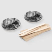 Lege notities Zwarte en Witte muziekfoto Handwaaier (Niet-gemonteerd)