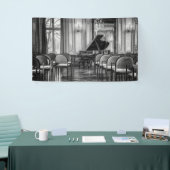 Lege notities Zwarte en Witte muziekfoto Spandoek (Beurs)