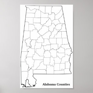 Lege overzicht van Alabama-provincies