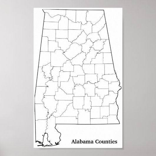 Lege overzicht van Alabama-provincies (Voorkant)
