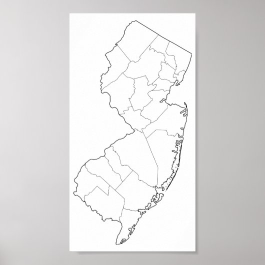 Lege overzicht van de provincies van New Jersey (Voorkant)