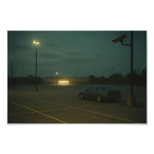 Lege parkeerplaats 's nachts - Dreamcore Vibes Foto Afdruk (Voorkant)
