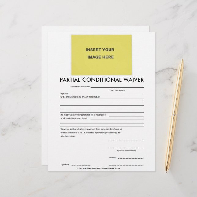 Lege partiële voorwaardelijke vrijstellingsvorm (Voorkant / Achterkant in situ)