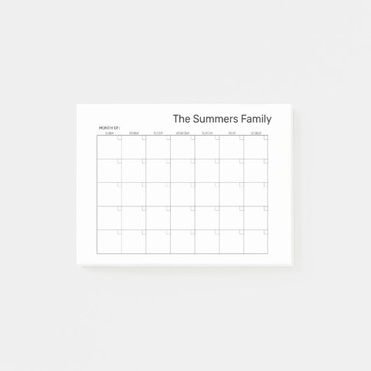 Lege planning van de Maand van de Kalender Geperso Post-it® Notes (Voorkant)