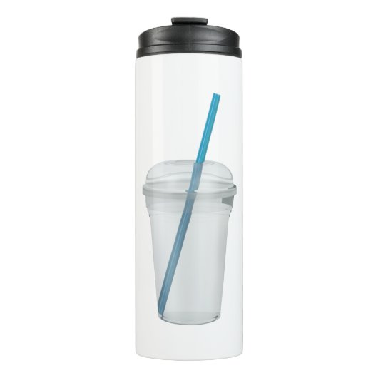 Lege plastic gladde beker met rietje (Voorkant)