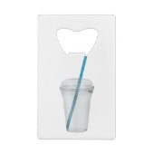 Lege plastic gladde beker met rietje creditkaart flessenopener (Achterkant)