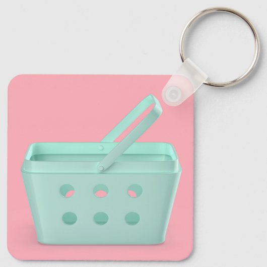 Lege plastic winkelmandje sleutelhanger (Achterkant)