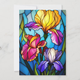 Lege platte wenskaart met glas-in-lood Iris Feestdagenkaart