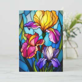 Lege platte wenskaart met glas-in-lood Iris Feestdagenkaart