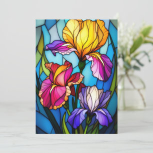 Lege platte wenskaart met glas-in-lood Iris Feestdagenkaart