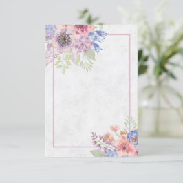 Lege roze en blauwe waterverf bloem bruiloft uitno kaart