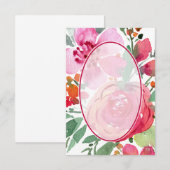 Lege roze en rode bloem achtergrond bruiloft kaart (Voorkant / Achterkant)