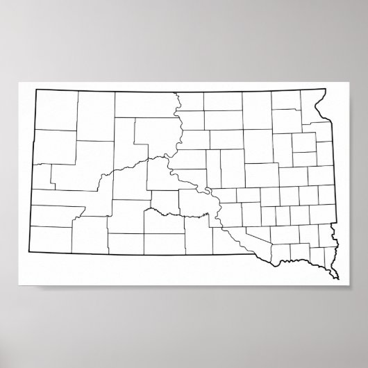 Lege schets van de provincies van South Dakota Poster (Voorkant)