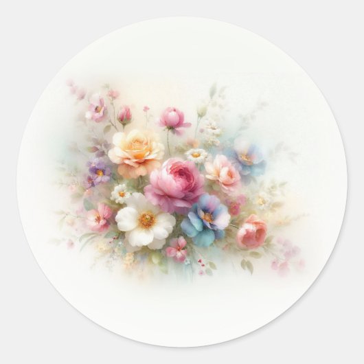 Lege sjabloon Voeg uw tekst toe Aquarel Bloemstuk Ronde Sticker (Voorkant)