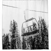 Lege skilift // Zwarte en Witte winter Douchegordijn (Voorkant)