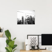 Lege skilift // Zwarte en Witte winter Poster (Thuiskantoor)