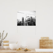 Lege skilift // Zwarte en Witte winter Poster (Keuken)
