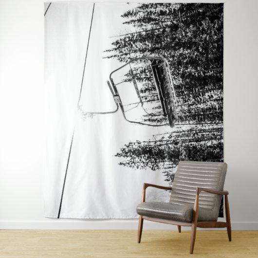 Lege skilift // Zwarte en Witte winter Wandkleed (In situ)