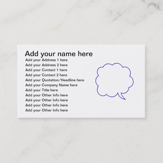 Lege spraakbel #1 visitekaartje (Voorkant)