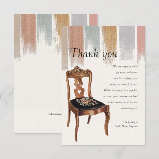 Lege stoel sympathie dank u kaart (Voorkant / Achterkant)