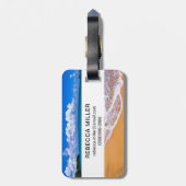 Lege strand en blauwe wateren bagagelabel (Achterkant verticaal)