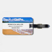 Lege strand en blauwe wateren bagagelabel (Achterkant horizontaal)