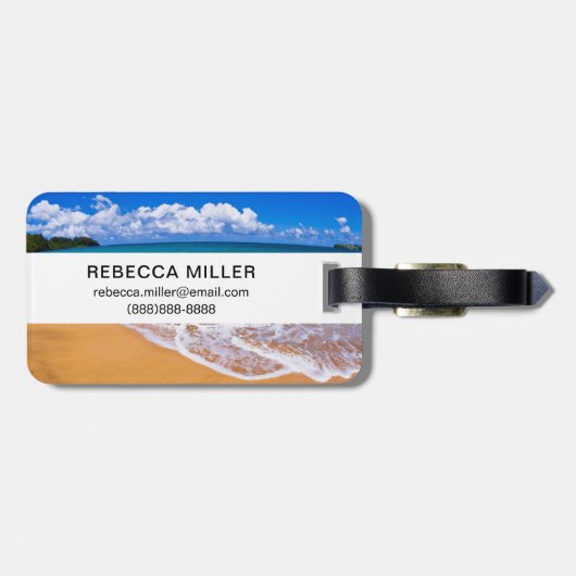 Lege strand en blauwe wateren bagagelabel (Achterkant horizontaal)