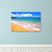 Lege strand en blauwe wateren canvas afdruk (Insitu (Houten vloer))