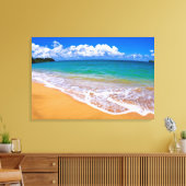 Lege strand en blauwe wateren canvas afdruk (Insitu (Woonkamer))