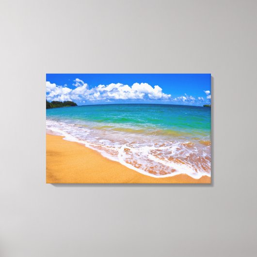 Lege strand en blauwe wateren canvas afdruk (Voorkant)