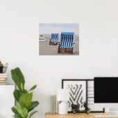 lege strandstoelen op het strand poster (Thuiskantoor)