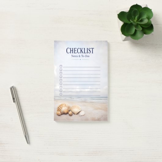 Lege takenlijst notities strand schelpen post-it® notes (Kantoor)