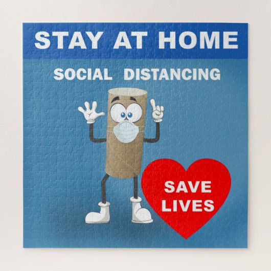 Lege toiletpapierrol met eerste bericht over veili legpuzzel (Verticaal)