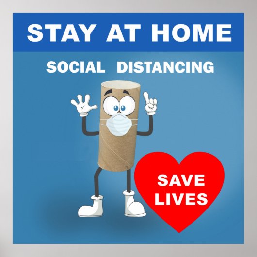 Lege toiletpapierrol met eerste bericht over veili poster (Voorkant)