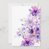 Lege uitnodiging aquarel paars roze bloem (Voorkant)