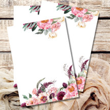 Lege uitnodiging Blush Roze Bourgondië Pioen Roos