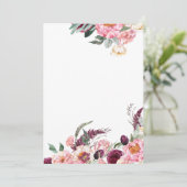 Lege uitnodiging Blush Roze Bourgondiër Pioen Roos (Staand voorkant)