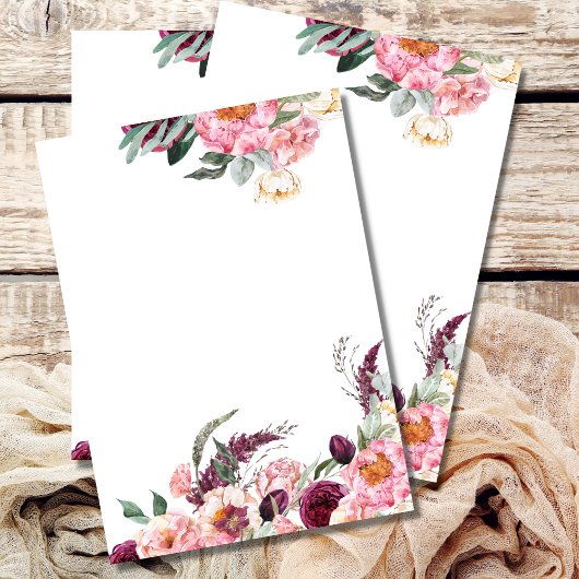 Lege uitnodiging Blush Roze Burgundy Pioen Roos