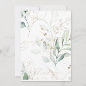 Lege uitnodiging Eucalyptus groen, gouden swirl (Achterkant)