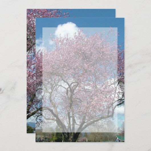 lege uitnodiging, kersenbloesem boom kaart (Voorkant / Achterkant)