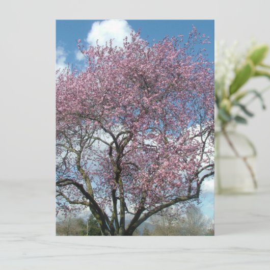 lege uitnodiging, kersenbloesemboom kaart (Staand voorkant)